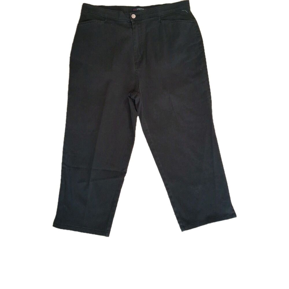 ​BILL BLASS JEANS WOMEN SIZE 14 BLACK STRETCH COTTON STRAIGHT LEG PANTS NEW...